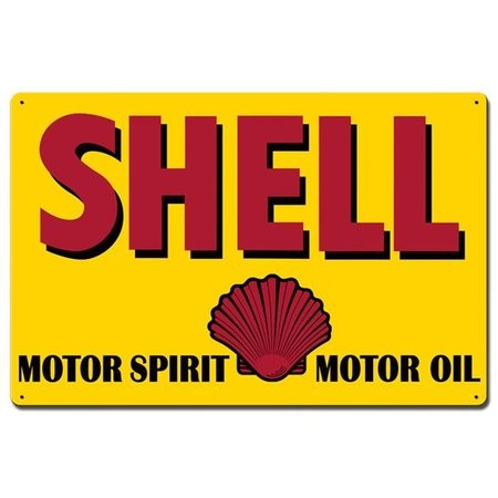 SHELL Shell SHL067 16 x 24 in. Motor Sprit Motor Oil Shell Satin Metal Sign SHL067